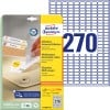 Pakningsbillede med etiketark: Avery Zweckform Universaletiketter, aftagelig, Artikel: L4730REV-25, Format: 17,8 x 10 mm, Printeregnethed: Inkjet, Laser s/h, Farvelaser, Indhold: 8.100 etiketter / 30 ark, 270 etiketter/ark.