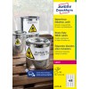 Emballagebillede: Avery Zweckform Vejrbestandige folie-etiketter til laserprintere, Artikel: L4778-20, Format: 45,7 x 21,2 mm, Printeregnethed: Sort/hvid laser, Farvelaser, Indhold: 960 etiketter / 20 ark, 48 etiketter/ark.