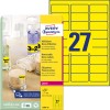 Pakningsbillede med etiketark: Avery Zweckform etiketter i specialfarver, Artikel: L6004-25, Format: 63,5 x 29,6 mm, Printkompatibilitet: Laser s/h, Farvelaser, Indhold: 675 etiketter / 25 ark, 27 etiketter/ark.
