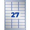 Stanse-tegning enkeltark A4, Artikel: L6011-8, typeskilt-etiketter, Format: 63,5 x 29,6 mm, 27 etiketter/ark.