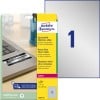 Pakkeillustration med etiketark: Avery Zweckform typeskiltetiketter, artikel: L6013-20, format: 210 x 297 mm, printænding: Laser s/h, indhold: 20 etiketter / 20 ark, 1 etiket/ark?