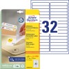 Pakkebillede med etiketteark: Avery Zweckform Universal-etiketter, aftagelige, Artikel: L6031REV-25, Format: 96 x 16,9 mm, Udskriftskompatibilitet: Inkjet, sort/hvid laser, farvelaser, Indhold: 960 etiketter / 30 ark, 32 etiketter/ark.