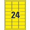 Stansetegning enkeltark A4, Vare: L6035-20, Farvede etiketter, aftagelige, Format: 63,5 x 33,9 mm, 24 etiketter/ark