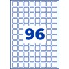 Stort blåt tal 96 centreret på et hvidt gitter af afrundede firkanter?