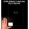 Størrelsessammenligning med hånd, artikel: L7161-100, et ark adresseetiketter, format: 63,5 x 46,6 mm, farve: hvid?