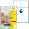 Pakkebillede med etiketark: Avery Zweckform Forsendelsesetiketter, Artikel: L7166B-100, Format: 99,1 x 93,1 mm, Printeregnet til: Laser sort/hvid, Farvelaser, Indhold: 600 etiketter / 100 ark, 6 etiketter/ark.