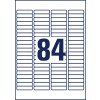Stansetegning enkeltark A4, Artikel: L7656-25, Mini-organisationsetiketter, Format: 46 x 11,1 mm, 84 etiketter/ark.