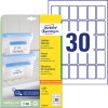 Pakningsbillede med etiketterark: Avery Zweckform fryseetiketter, artikel: L7975-25, format: 30 x 50 mm, udskrivning: Inkjet, Laser s/h, farvelaser, indhold: 750 etiketter / 25 ark, 30 etiketter/ark