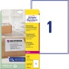Emballagebillede med etiketark: Avery Zweckform forsendelsesetiketter, Varenr.: L7997-25, Format: 199,6 x 289,1 mm, Printeregenskaber: Laser s/h, Farvelaser, Indhold: 25 etiketter / 25 ark, 1 etiket/ark.