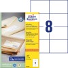 Pakkebillede med etiketark: Avery Zweckform Genbrugs Universal-Etiketter, Artikel: LR3427, Format: 105 x 74 mm, Print: Inkjet, Laser s/h, Farvelaser, Indhold: 800 etiketter / 100 ark, 8 etiketter/ark.