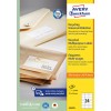 Pakkeillustration: Avery Zweckform genbrug universaletiketter, Artikel: LR3475, Format: 70 x 36 mm, Printkompatibilitet: Inkjet, sort/hvid laser, farvelaser, Indhold: 2.400 etiketter / 100 ark, 24 etiketter/ark.