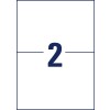 Stansetegning enkeltark A4, Artikel: LR3655, Genbrug Unversal-etiketter, Format: 210 x 148 mm, 2 etiketter/ark.