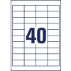 Stansetegning enkeltark A4, Artikel: LR3657-10, genbrug universal-etiketter, format: 48,5 x 25,4 mm, 40 etiketter/ark.