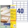 Pakningsbillede med etiketark: Avery Zweckform genbrug-universaletiketter, Artikel: LR3657, Format: 48,5 x 25,4 mm, Print-egnethed: Inkjet, laser sort/hvid, farvelaser, Indhold: 4.000 etiketter / 100 ark, 40 etiketter/ark.
