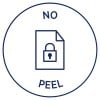 Billedet viser et advarselsskilt med teksten 'NO PEEL' omkring en grafik af et låst dokument, hvilket indikerer, at dokumentet ikke må pilles af, muligvis af sikkerheds- eller fortrolighedsgrunde.
