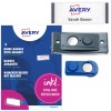 Pakningsbillede med etiketark: Avery Zweckform, artikel: POL30MA02-5DR, magnetiske navneskilte, format: 70 x 30 mm, printeregnethed: farvelaser, laser s/h, inkjet, indhold: 5 skilte / 18 indstikskilte / 1 ark, 18 kort/ark?