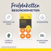 Billedet viser inspektionsmærker for året 2027 og fremhæver funktioner som vejrbestandighed, holdbarhed og klimaneutralitet. Det indeholder detaljer om, at produktet bliver udviklet og produceret i Tyskland.